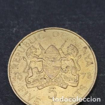 Monedas antiguas de &Aacute;frica: Moneda 5 centavos 1978 Kenia - Foto 2
