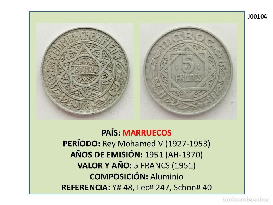 Monedas antiguas de &Aacute;frica: MONEDA DE 5 FRANCS (1951) (MARRUECOS) - Foto 1