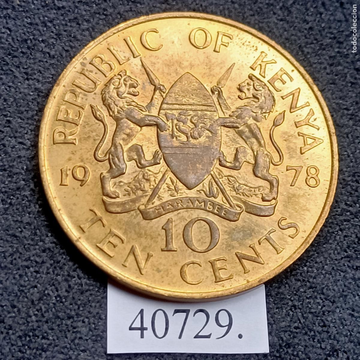 Monedas antiguas de &Aacute;frica: Kenia 10 c&eacute;ntimos 1978 - Foto 2