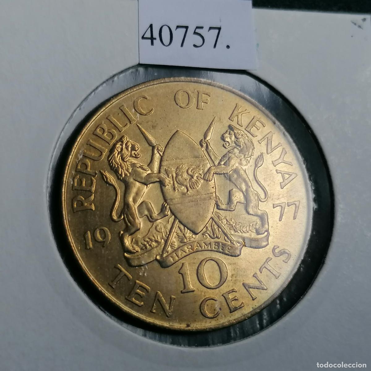 Monedas antiguas de &Aacute;frica: Kenia 10 c&eacute;ntimos 1977 - Foto 2