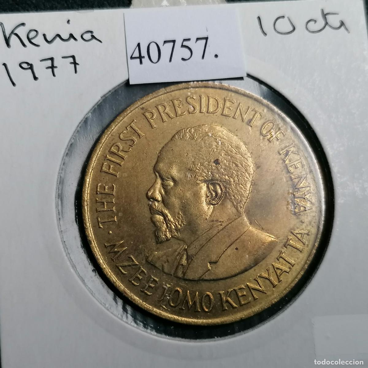 Monedas antiguas de &Aacute;frica: Kenia 10 c&eacute;ntimos 1977 - Foto 1