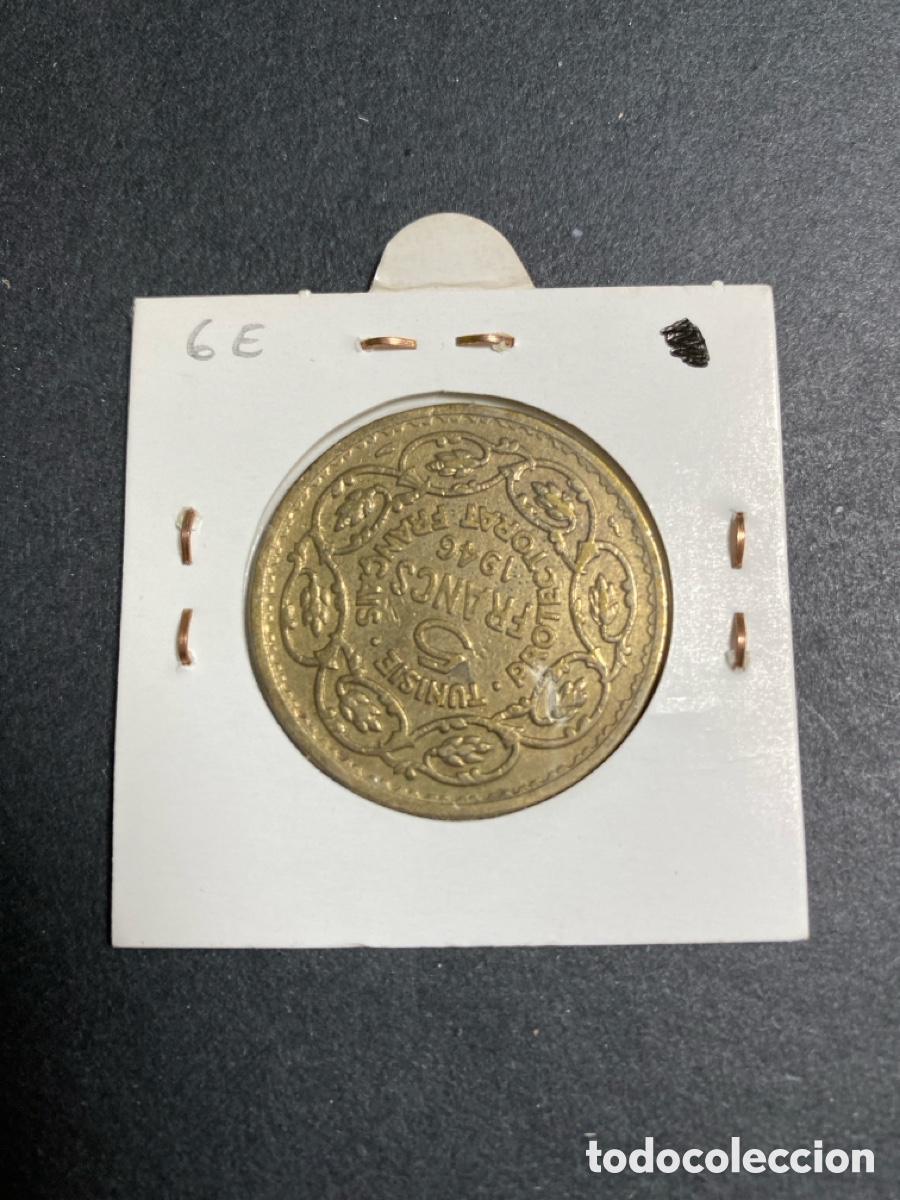 Monedas antiguas de &Aacute;frica: Moneda de Tunisia 5 francos - Foto 2