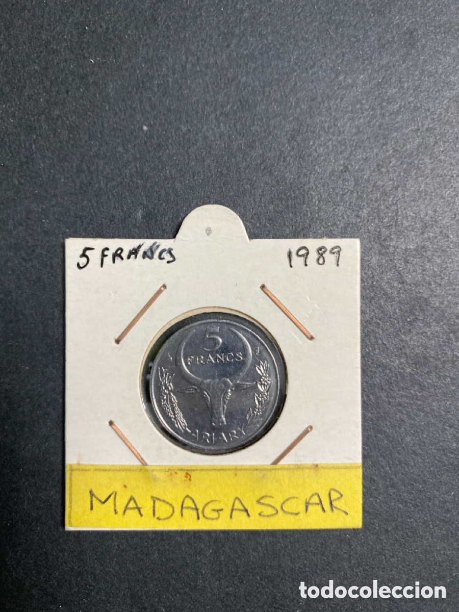 Monedas antiguas de &Aacute;frica: Moneda de Madagascar 5 francs - Foto 1