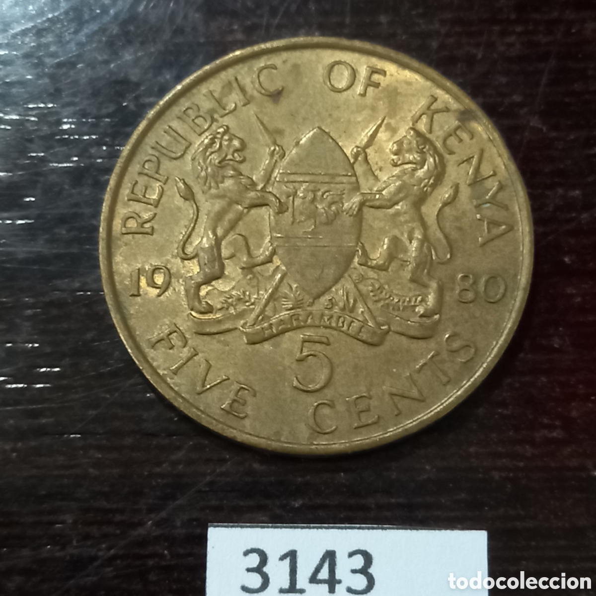 Monedas antiguas de &Aacute;frica: Kenya 5 centimos 1980 - Foto 1