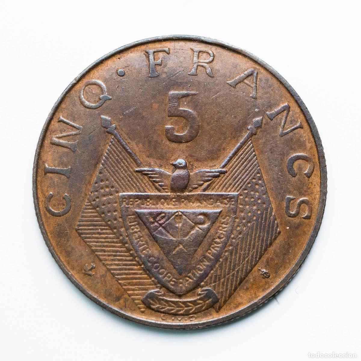 Monedas antiguas de &Aacute;frica: 5 francos 1965 Rwanda - Foto 1
