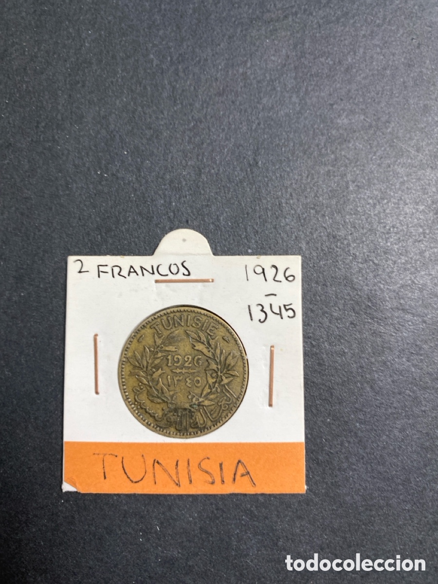 Monedas antiguas de &Aacute;frica: Moneda de Tunez 2 francs - Foto 1