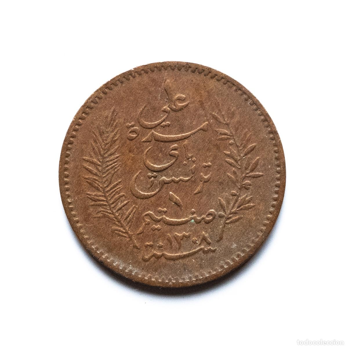 Monedas antiguas de &Aacute;frica: 1 centime 1891 Tunez - Foto 2