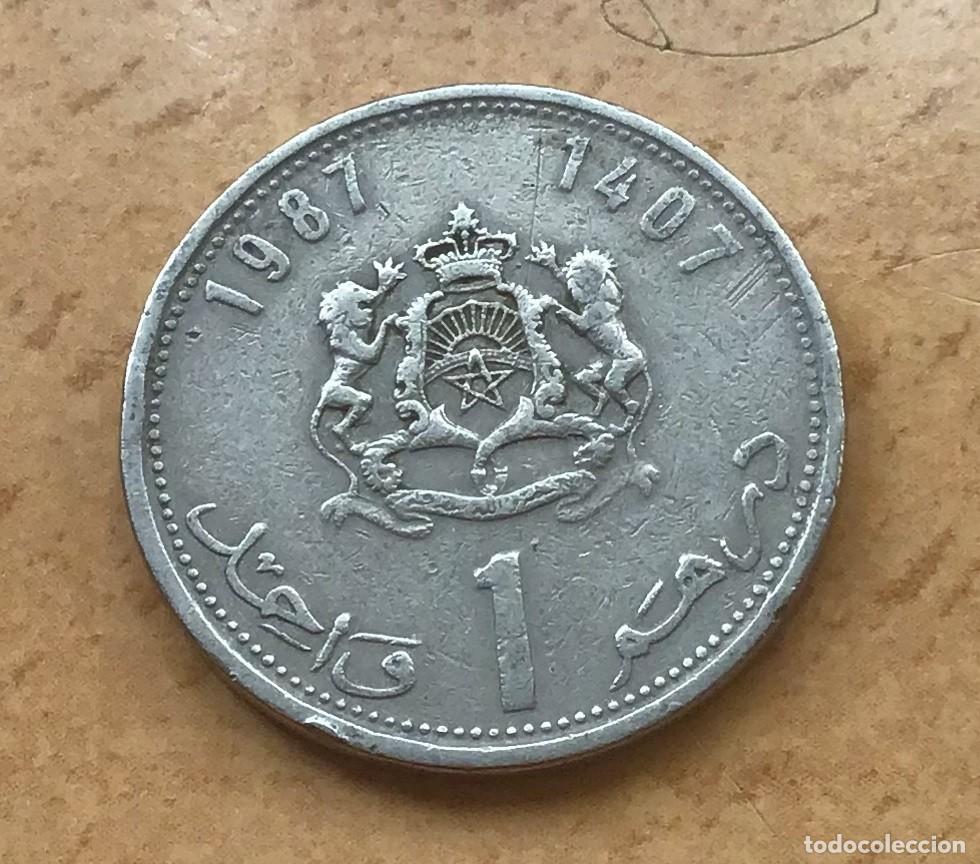 Monedas antiguas de &Aacute;frica: 1 dirham de Marruecos. A&ntilde;o 1987 - Foto 1