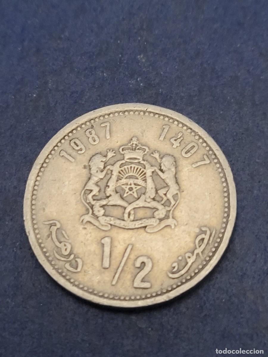 Monedas antiguas de &Aacute;frica: Moneda 1/2 dirham 1987 Marruecos - Foto 2