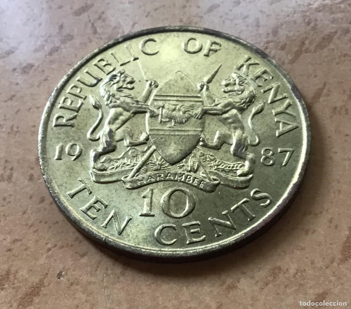 Monedas antiguas de &Aacute;frica: 10 centavos de Kenia. A&ntilde;o 1987 - Foto 1