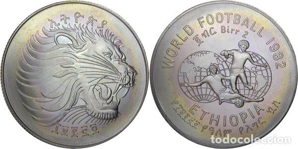 Monedas antiguas de &Aacute;frica: ETIOPIA 2 Birr 1982 Campeonato del Mundo de Futbol Espa&ntilde;a 82 ETHIOPIA World Cupencia