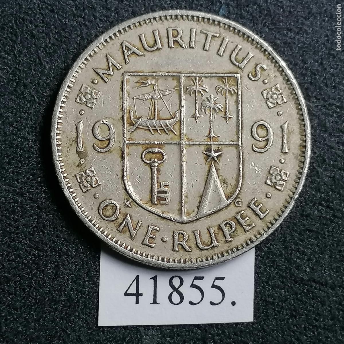 Monedas antiguas de &Aacute;frica: Mauricio 1 rupia 1991 - Foto 2