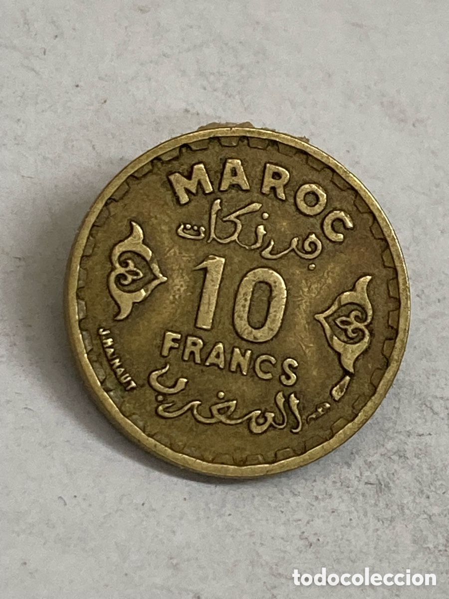Monedas antiguas de &Aacute;frica: Moneda de 10 francs Marroc M49 - Foto 1