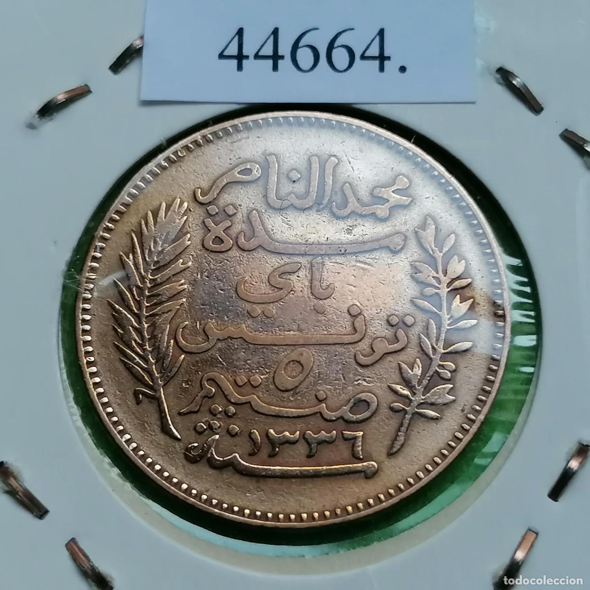 Monedas antiguas de &Aacute;frica: T&uacute;nez, 5 c&eacute;ntimos 1917, Protectorado Franc&eacute;s - Foto 1