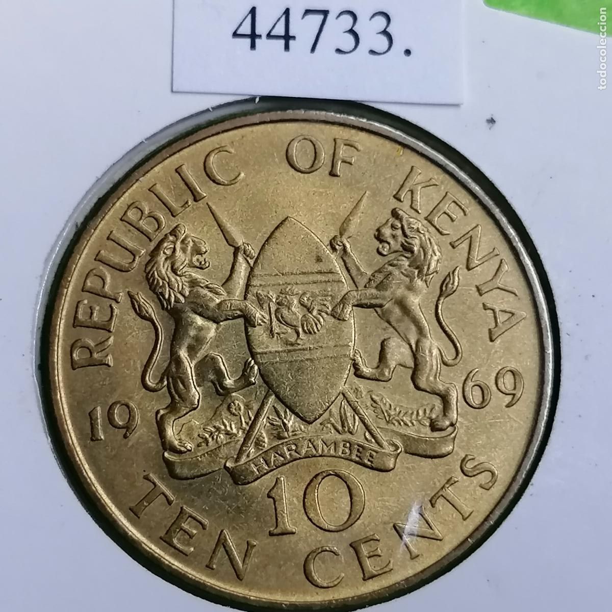 Monedas antiguas de &Aacute;frica: Kenia 10 c&eacute;ntimos 1969 - Foto 2
