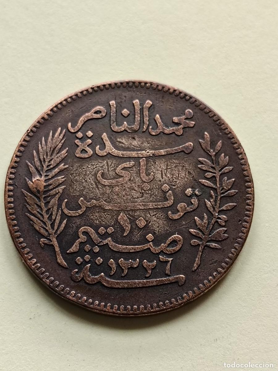 Monedas antiguas de &Aacute;frica: TUNEZ: 10 CENTIMES 1908 - Foto 2