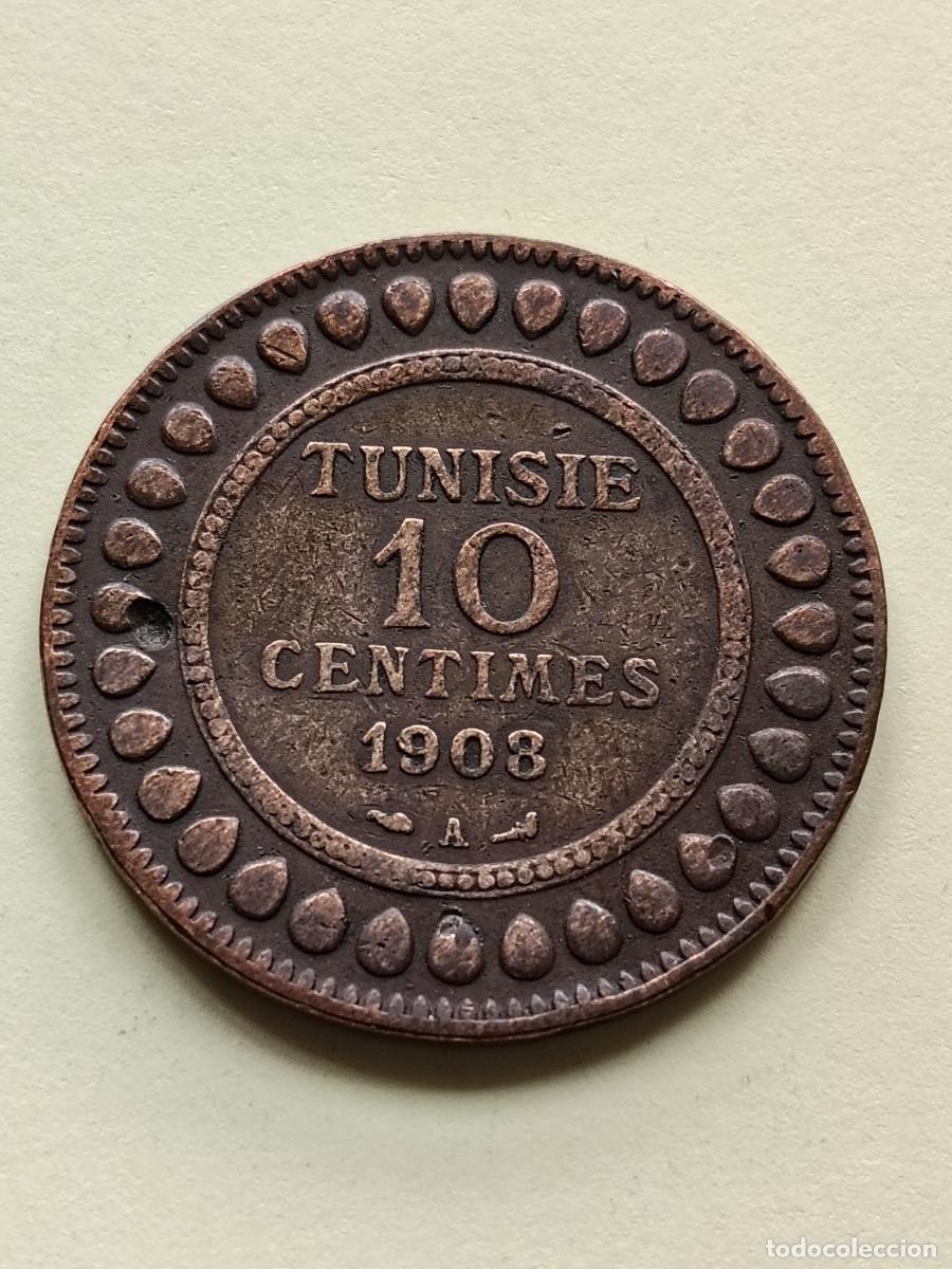 Monedas antiguas de &Aacute;frica: TUNEZ: 10 CENTIMES 1908 - Foto 1