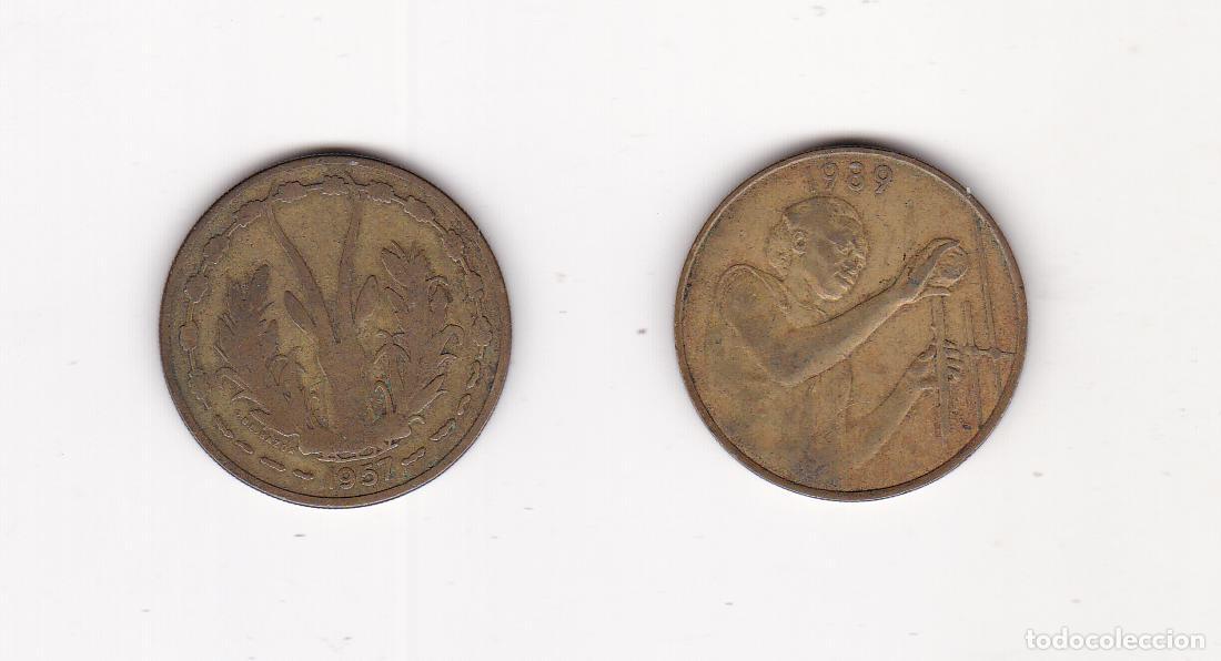 Monedas antiguas de &Aacute;frica: 2 MONEDAS, ESTADOS DEL &Aacute;FRICA OCCIDENTAL, 25 FRANCS &ndash; 1989 &ndash; 1957