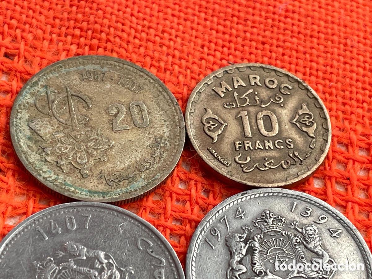Monedas antiguas de &Aacute;frica: 6x Morocco Coins Pre 1988 - Foto 4