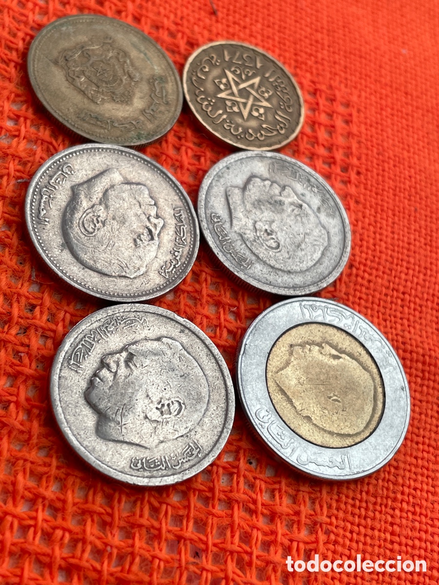 Monedas antiguas de &Aacute;frica: 6x Morocco Coins Pre 1988 - Foto 5