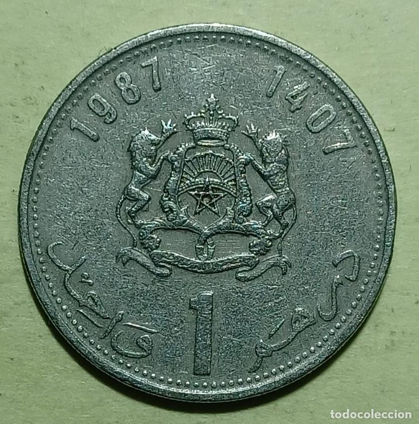 Monedas antiguas de &Aacute;frica: MONEDA 1 D&iacute;rham 1987 MARRUECOS - Foto 1