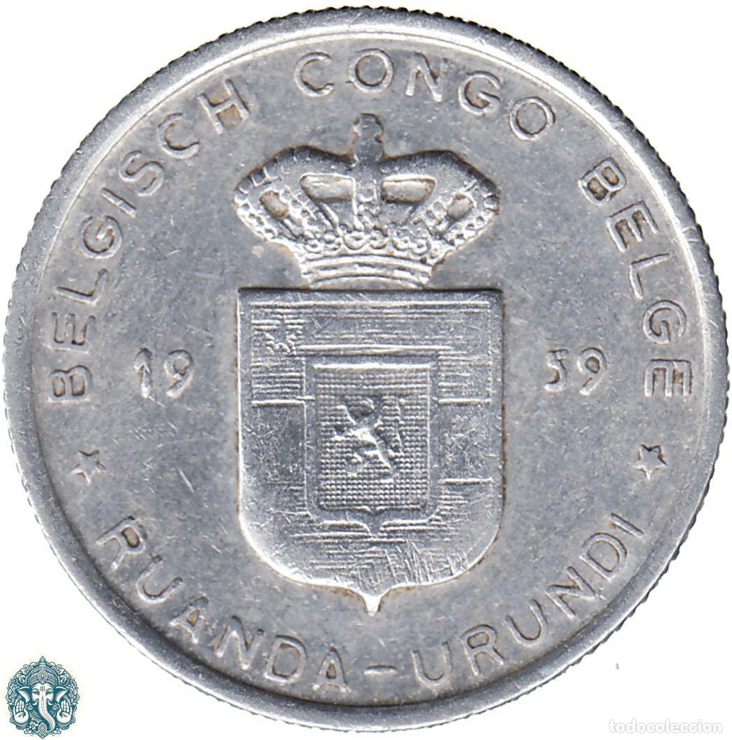 Monedas antiguas de &Aacute;frica: CONGO BELGA 1 Franco 1959 KM#4 RUANDA-URUNDI