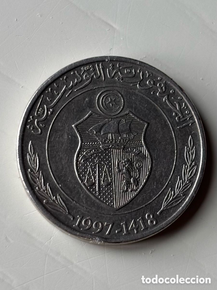 Monedas antiguas de &Aacute;frica: Moneda T&uacute;nez 1/2 Dinar - Foto 2