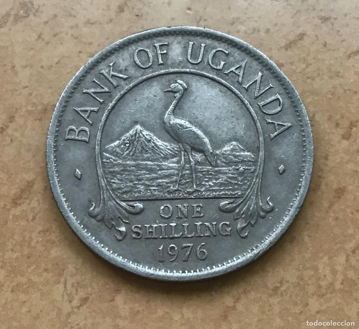 Monedas antiguas de &Aacute;frica: 1 chel&iacute;n de Uganda. A&ntilde;o 1976 - Foto 1