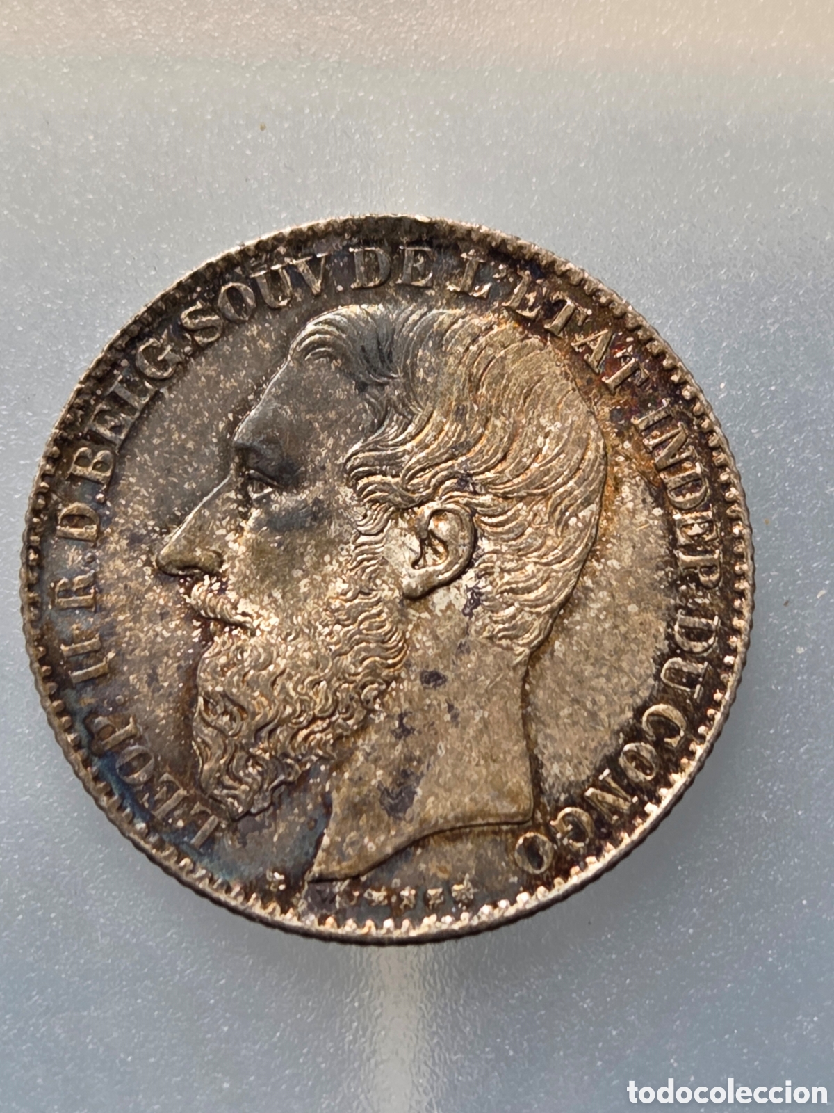 Monedas antiguas de &Aacute;frica: RARA ASI 2 FRANCOS CONGO BELGA 1891 PRECIOSA PATINA Y CONSERVACION M8