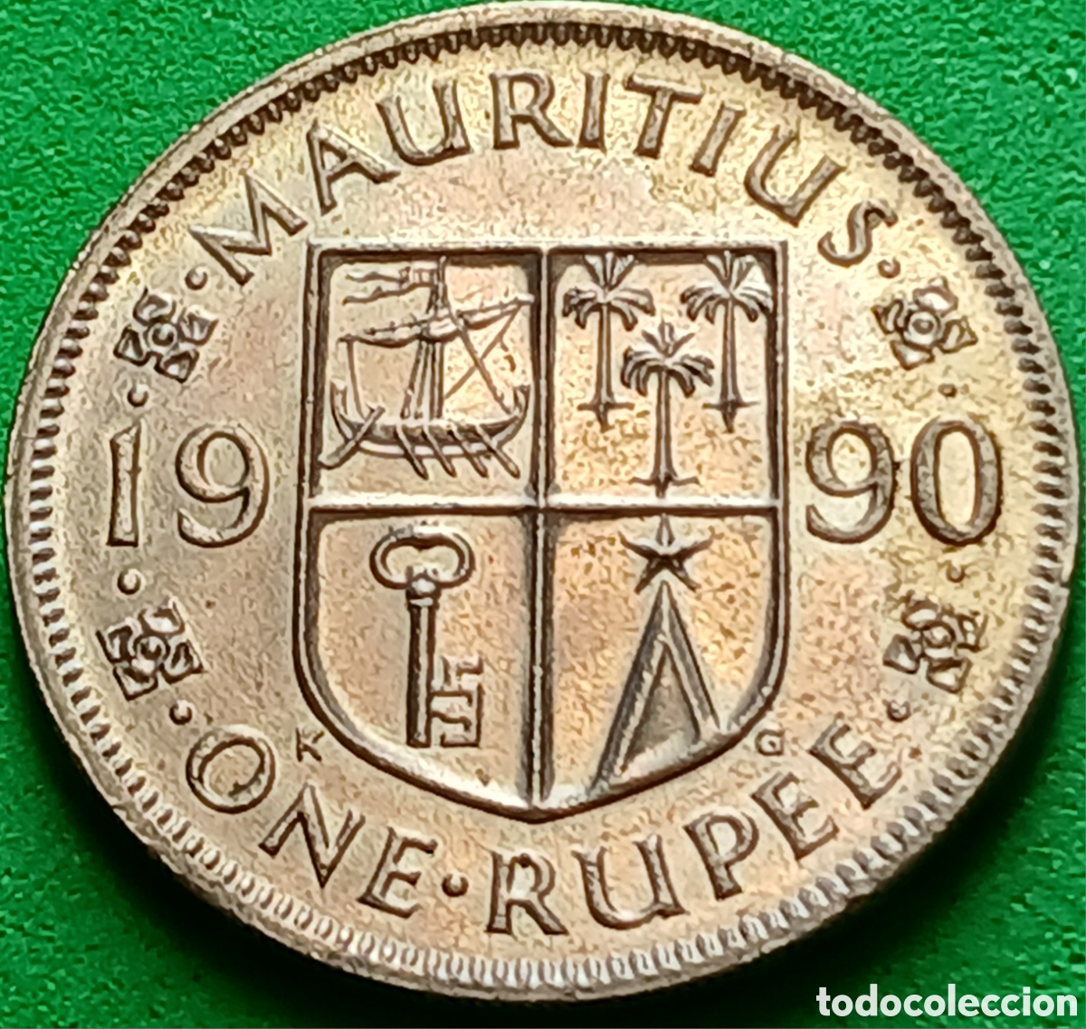Monedas antiguas de &Aacute;frica: Mauricio one rupee 1990 km#55