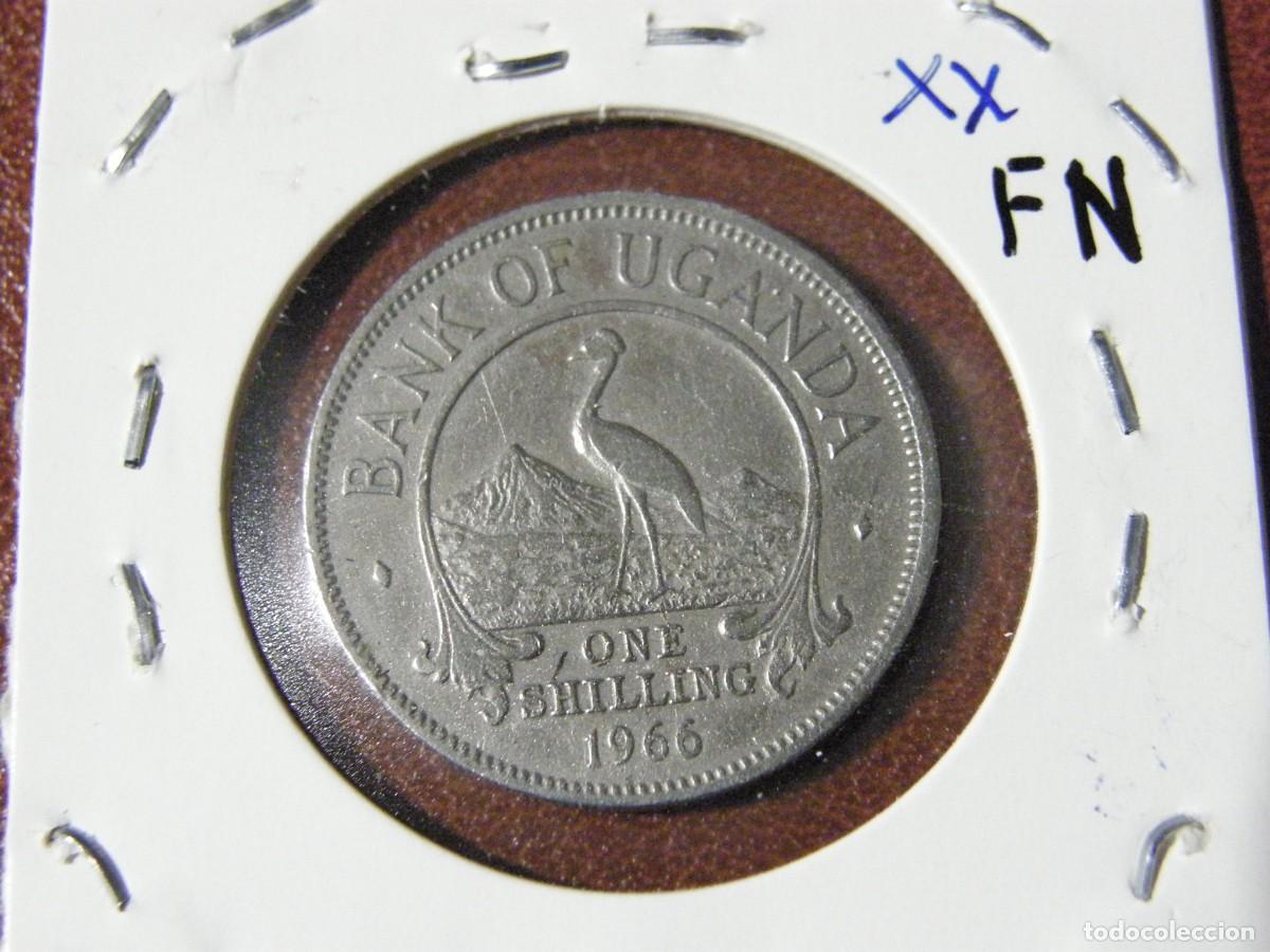 Alte M&uuml;nzen aus Afrika: Moneda de 1 Shilling de Uganda 1966