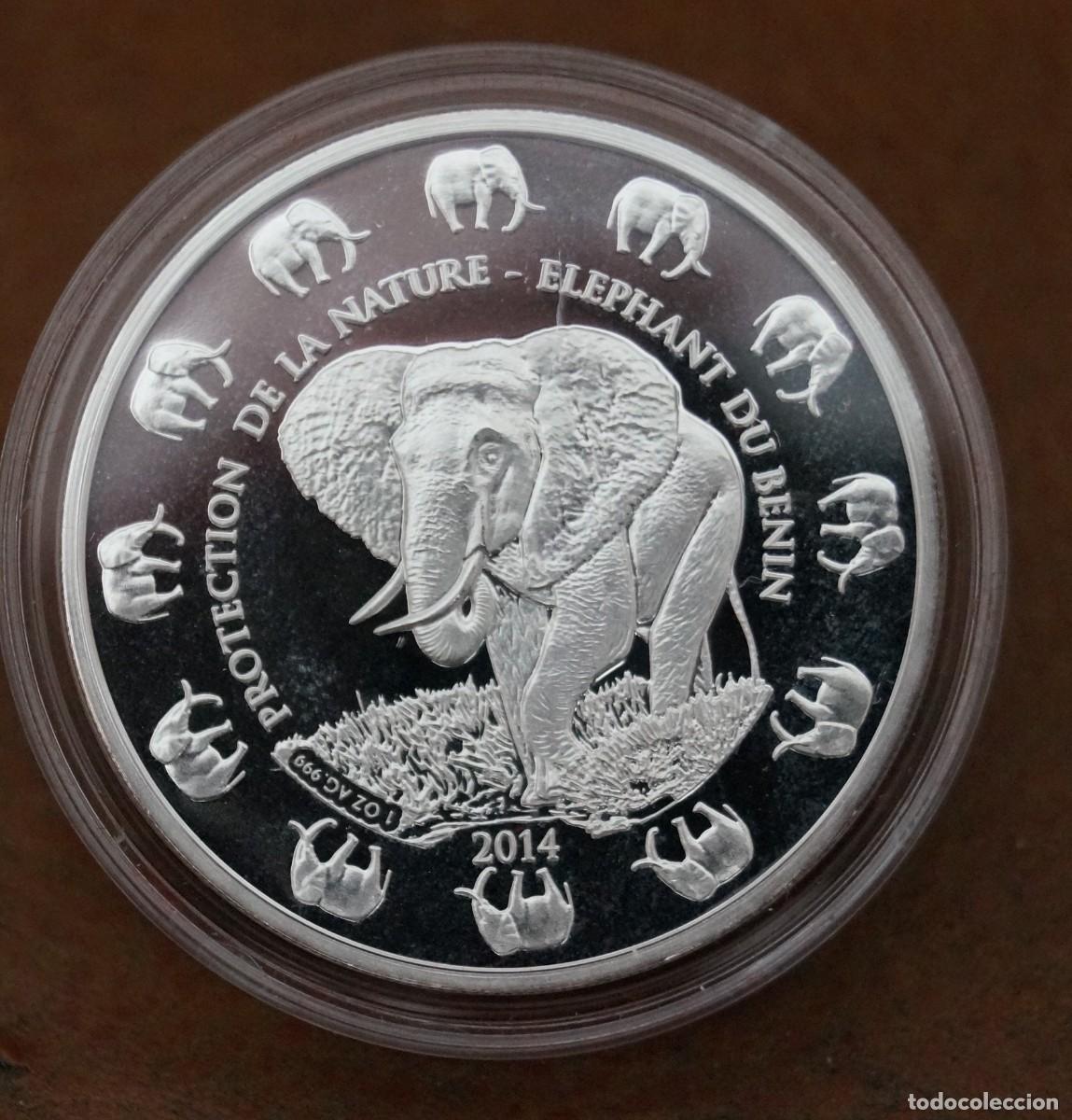 Monedas antiguas de &Aacute;frica: Onza plata 1000 francos Benin Elefante