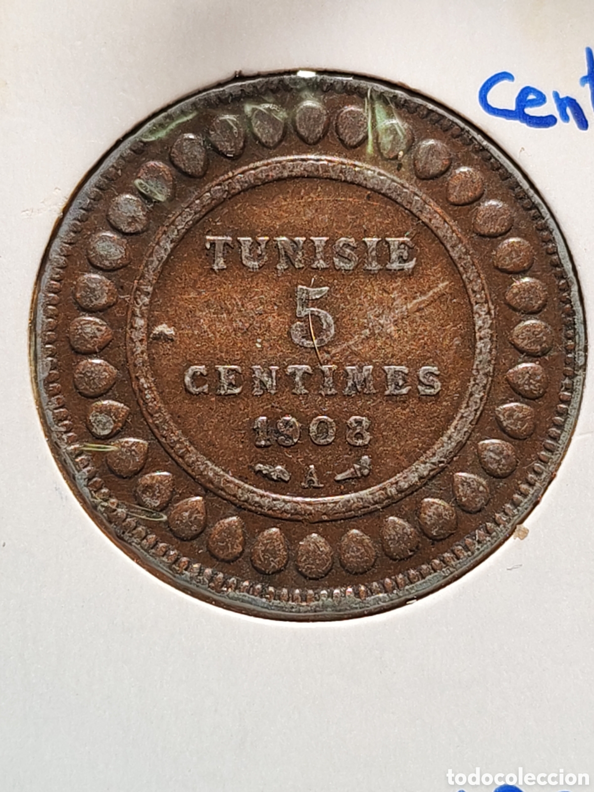 Monedas antiguas de &Aacute;frica: Tunez. 5 centimes. 1908 A - Foto 3