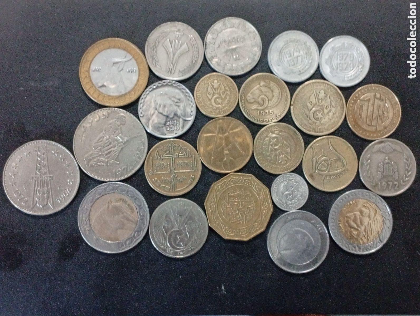 Monedas antiguas de &Aacute;frica: Conjunto de 23 monedas de Algeria diferentes decadas y valores
