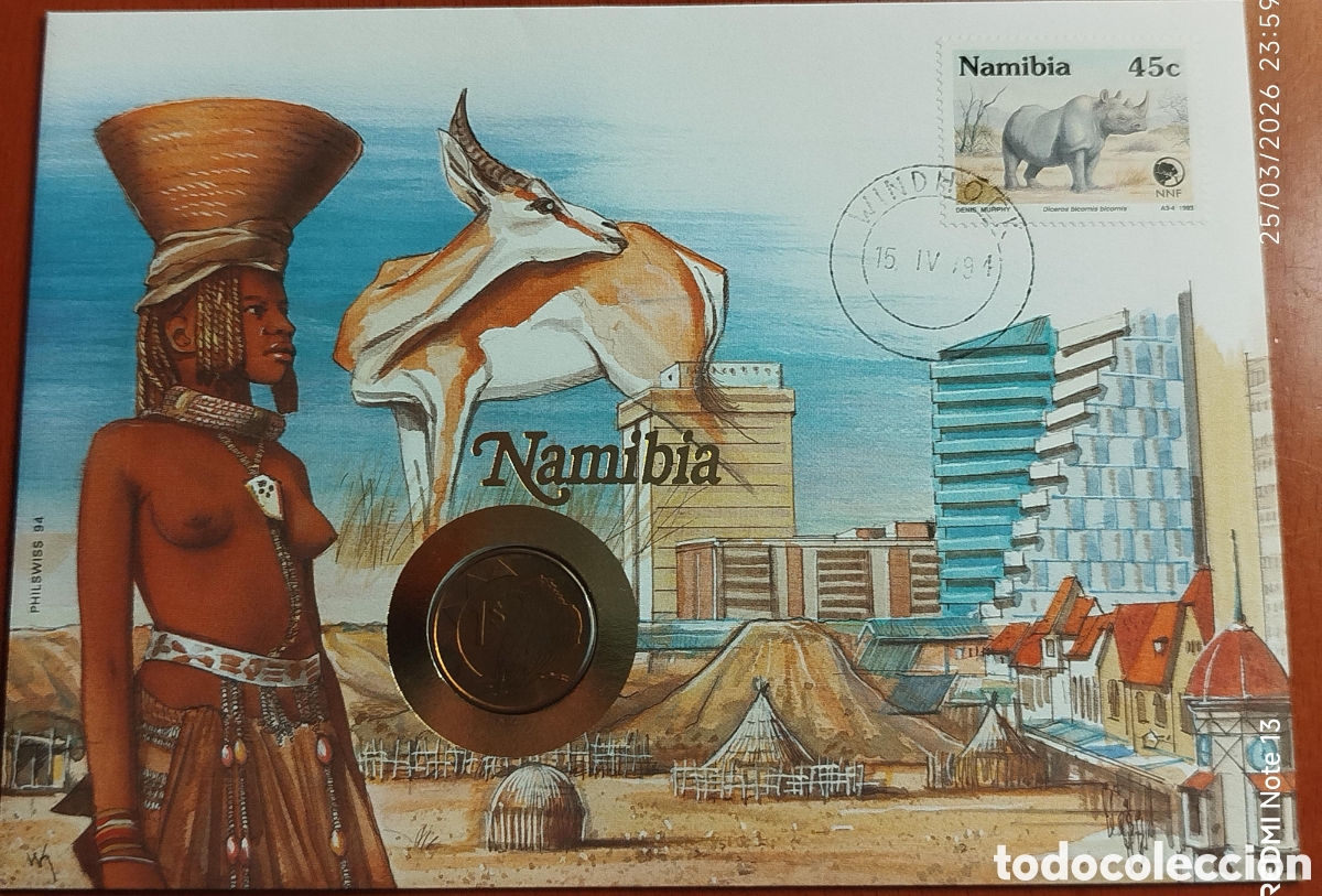 Monedas antiguas de &Aacute;frica: Sobre Numism&aacute;tico Namibia 1994 - Foto 1