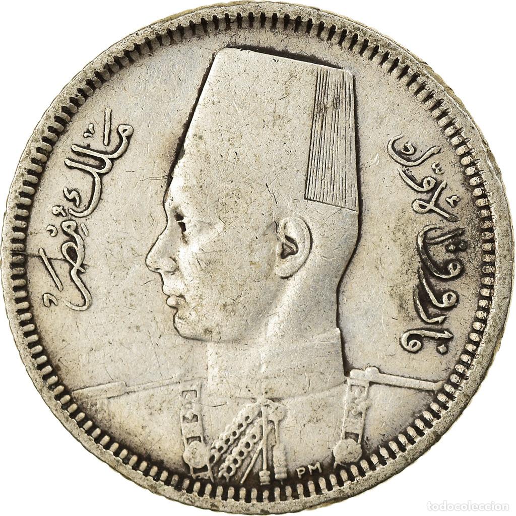 Monedas antiguas de &Aacute;frica: [#768316] Moneda, Egipto, Farouk, 2 Piastres, 1937, British Royal Mint, MBC, Plata, KM:365