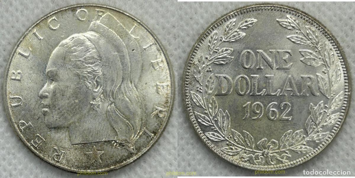 Monedas antiguas de &Aacute;frica: 4343 LIBERIA 1962 1962 LIBERIAN 1 DOLLAR LIBERIA GENUINE