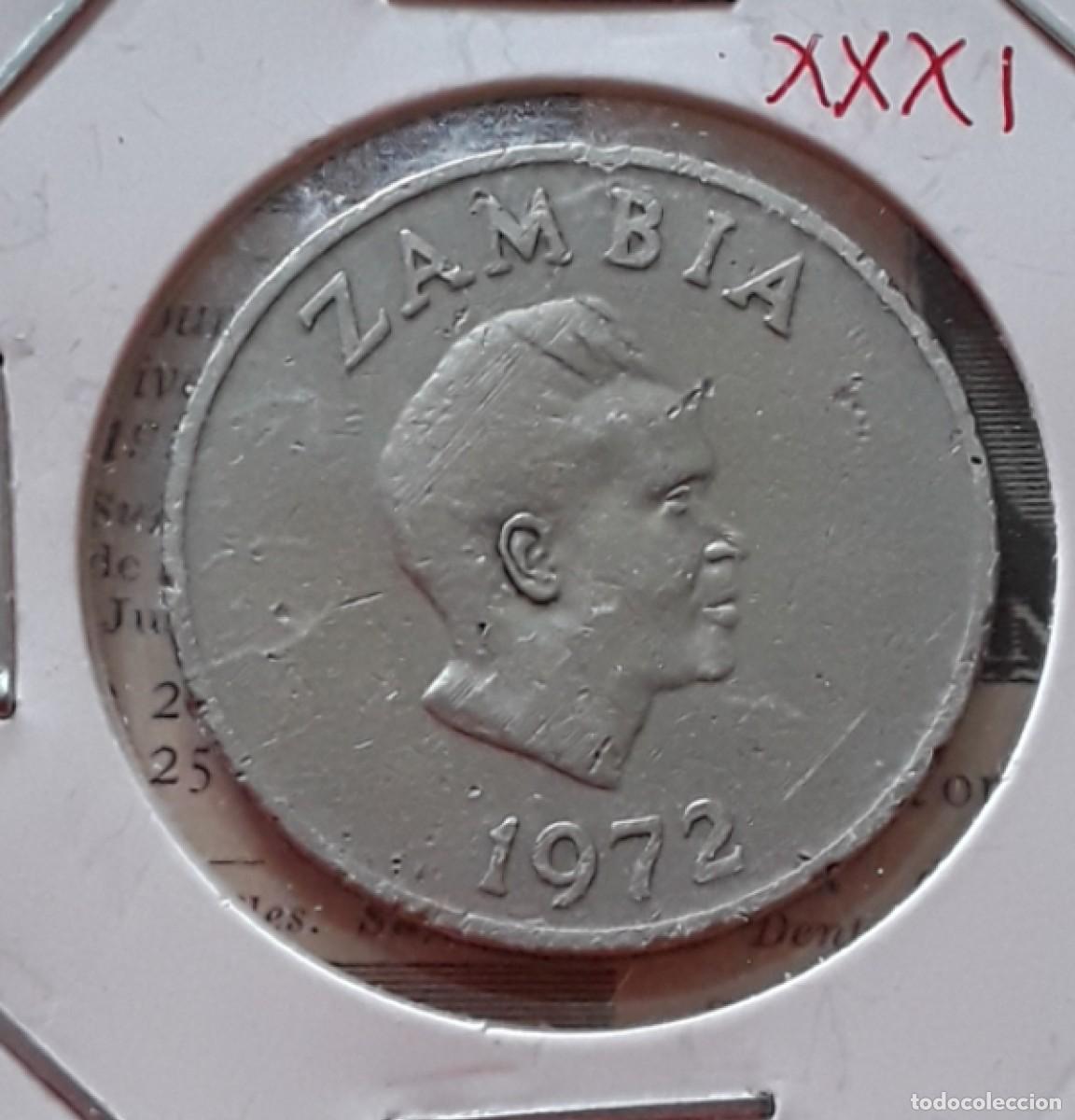 Alte M&uuml;nzen aus Afrika: Moneda de 20 ngwee emitida por Zambia en 1972