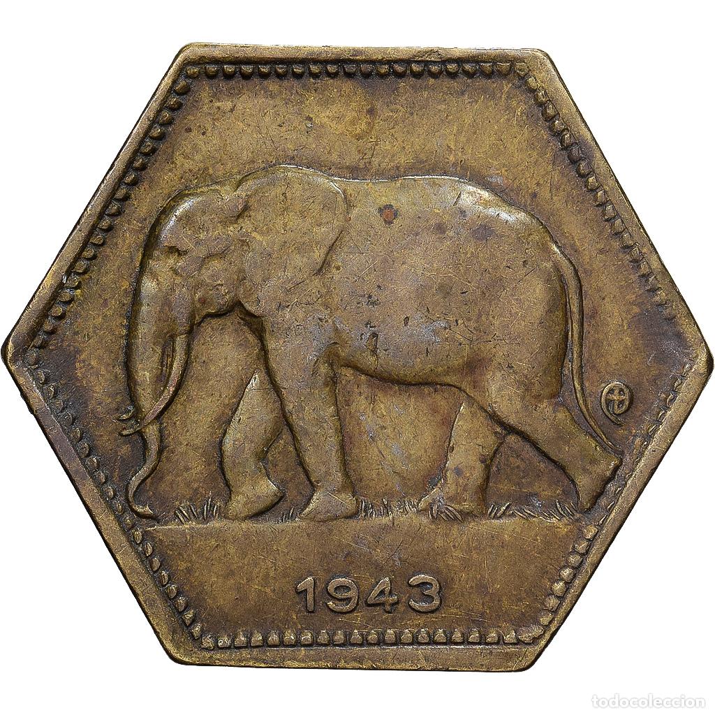 Monedas antiguas de &Aacute;frica: [#1550814] Congo belga, Leopold III, 2 Francs, 1943, Philadelphia, Lat&oacute;n, MBC, KM:25