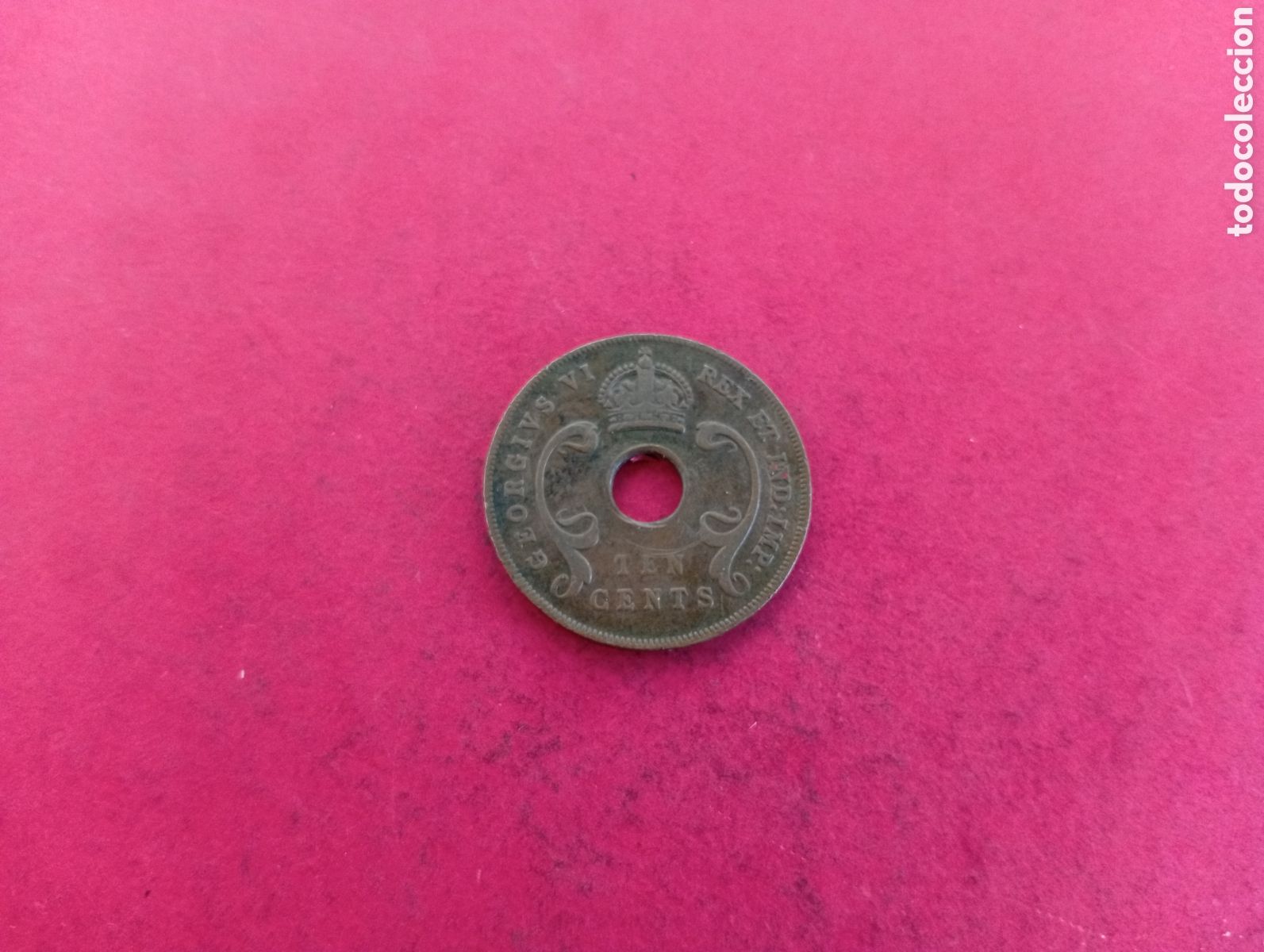 Monedas antiguas de &Aacute;frica: 10 cents &Aacute;frica Este brit&aacute;nica 1941