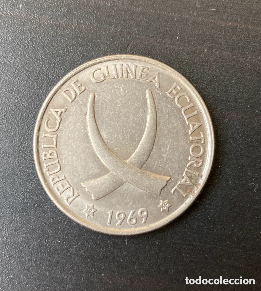 Monedas antiguas de &Aacute;frica: 25 pesetas Guinea 1969