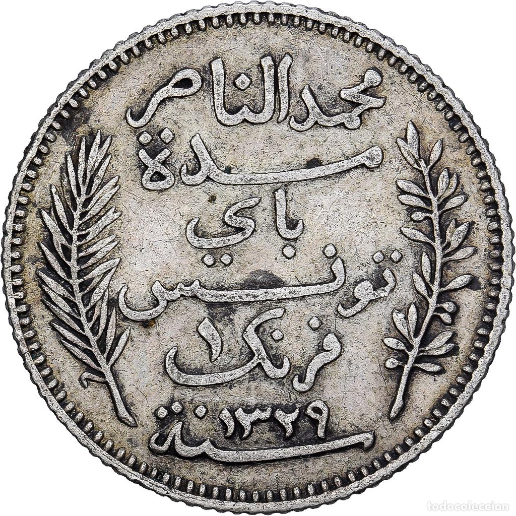 Monedas antiguas de &Aacute;frica: [#1167208] T&uacute;nez, Muhammad al-Nasir Bey, Franc, 1911, Paris, Plata, MBC, Lecompte:211