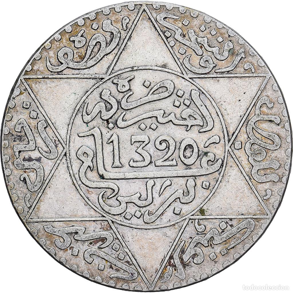 Monedas antiguas de &Aacute;frica: [#1167494] Marruecos, Abdelaziz, 5 Dirhams, AH 1320 (1903), Berlin, Plata, MBC