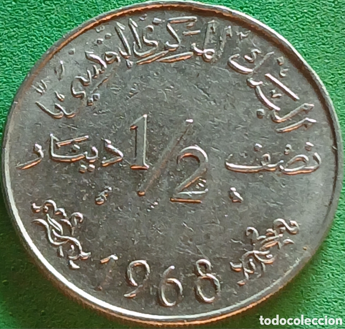 Monedas antiguas de &Aacute;frica: T&uacute;nez &frac12; dinar 1968 km#291