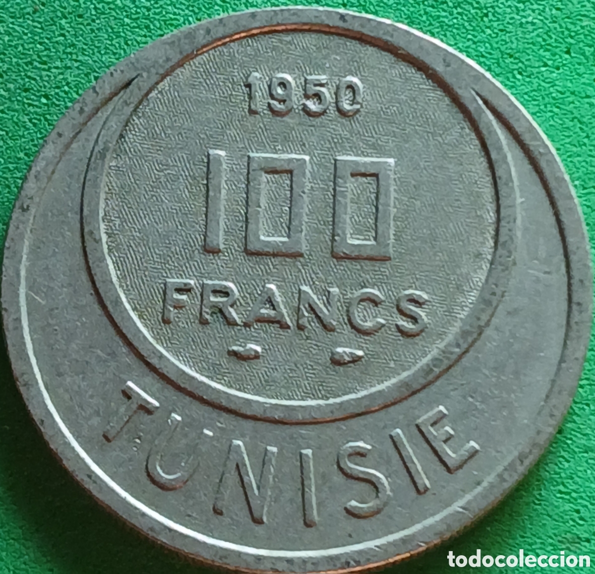 Monedas antiguas de &Aacute;frica: T&uacute;nez 100 francos 1950 km#276