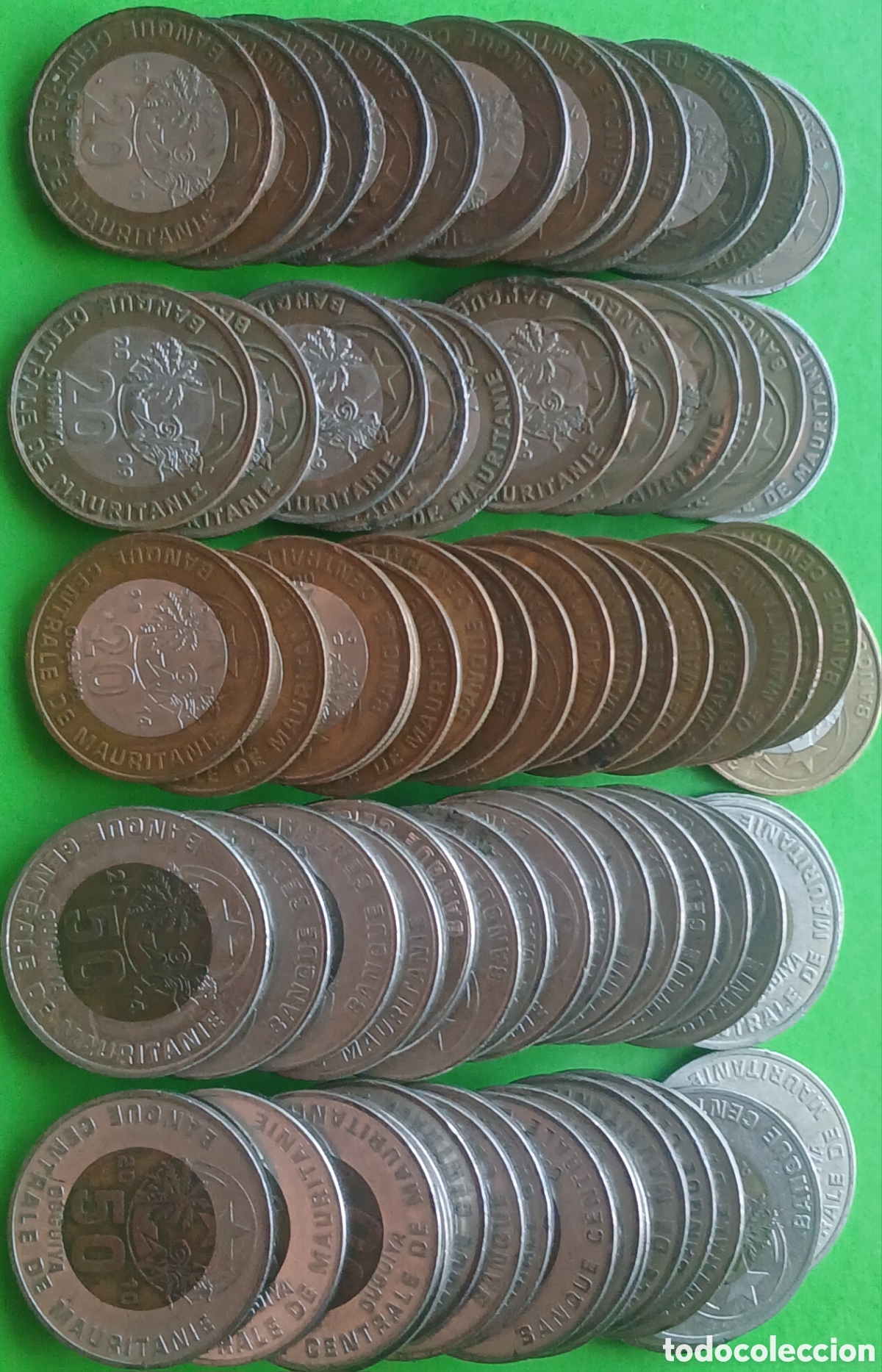 Monedas antiguas de &Aacute;frica: Mauritania lote 75 monedas/ 50 + 20 uguiya 2009-2014.