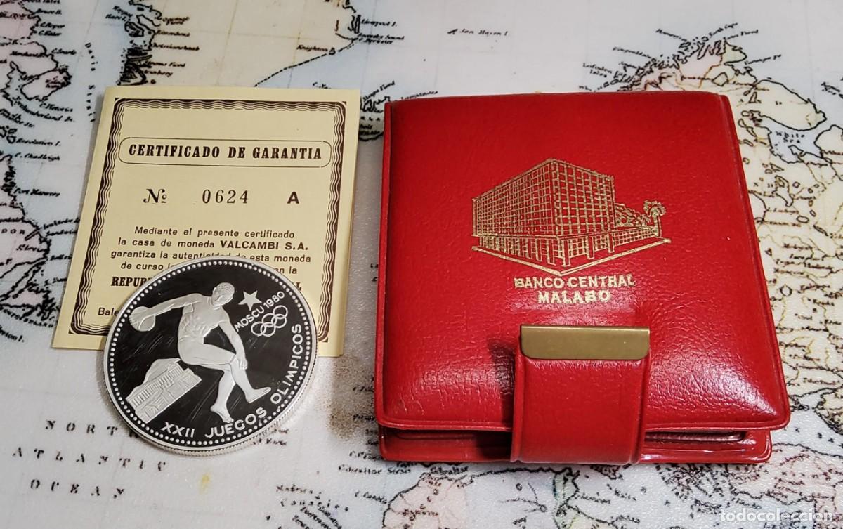 Monedas antiguas de &Aacute;frica: 2000 EKUELE DE GUINEA ECUATORIAL DEL A&Ntilde;O 1980.PROOF.1 ONZA DE PLATA.