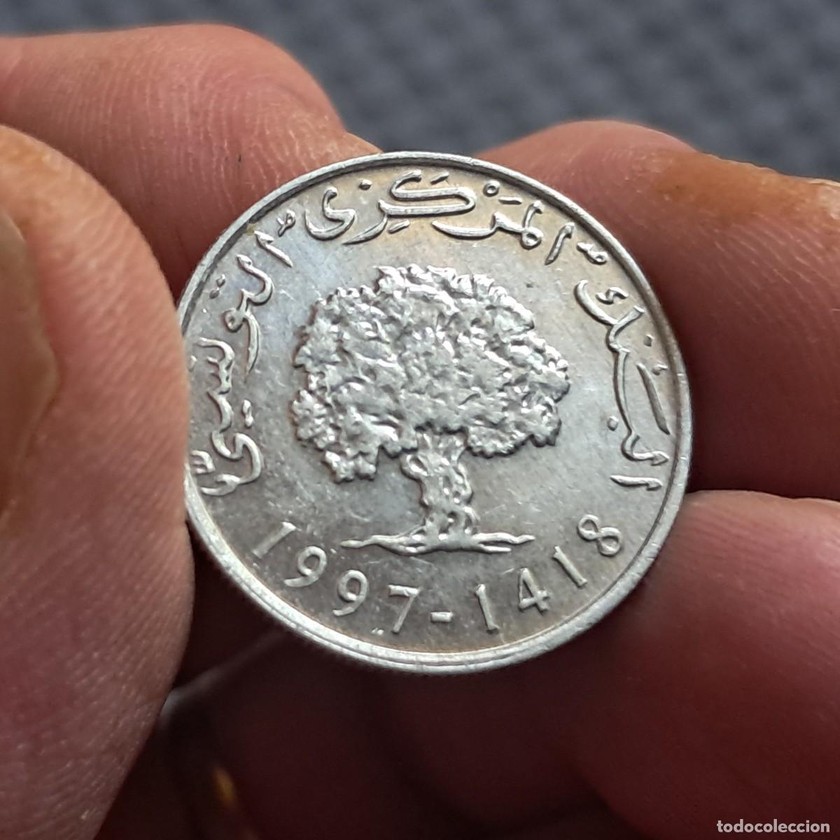 Monedas antiguas de &Aacute;frica: MONEDA DE T&Uacute;NEZ 5 MILLIMES 1997 (1418) KM# 348, VF, Sch&ouml;n# 203.4, N# 1199.