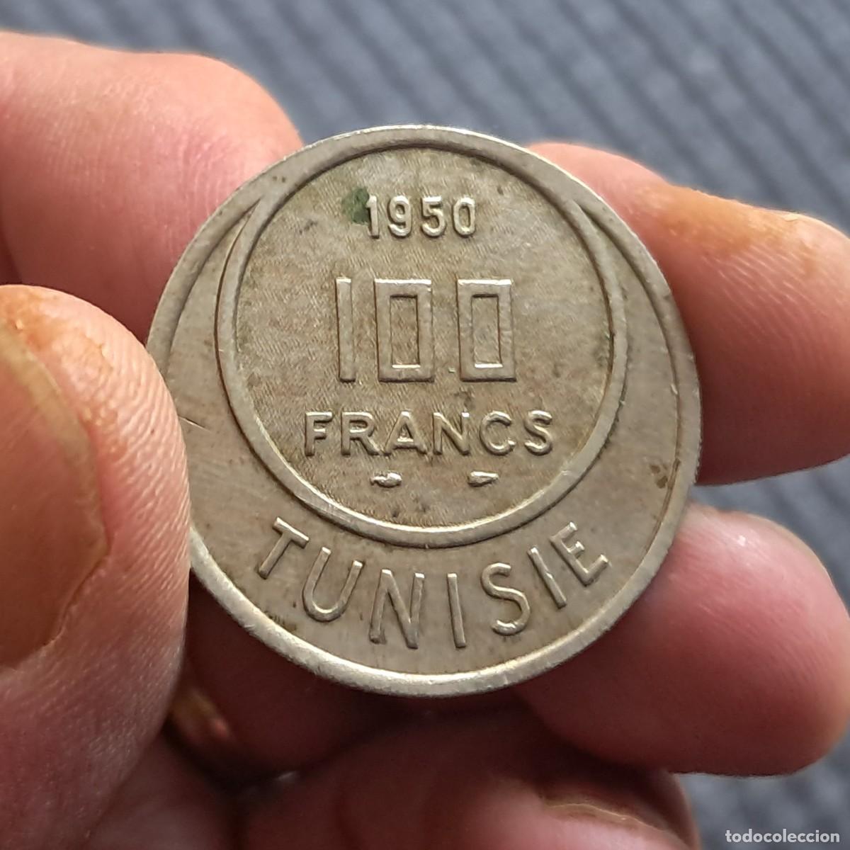Monedas antiguas de &Aacute;frica: MONEDA DE T&Uacute;NEZ 100 FRANCS 1950 (1370) - Muhammad VIII KM# 276, F.