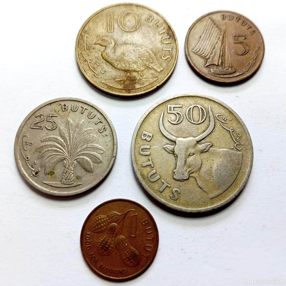 Monedas antiguas de &Aacute;frica: ⚜️ K02 098. Gambia. Lote de 5 monedas diferentes. 28 g